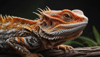 Red And Orange Bearded Dragon Lizard Close Up photo