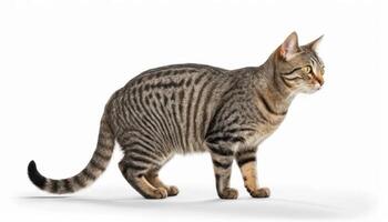 Brown Tabby Cat Profile on White Background photo