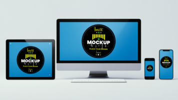 Touchscreen tablet and smartphone mock up for digital device and mobile tech presentations psd