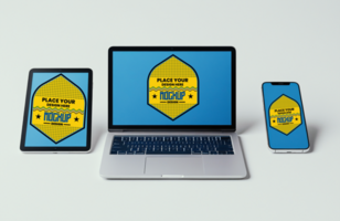 Tablet pc mock up with smartphone showcasing touchscreen interface and mobile technology psd
