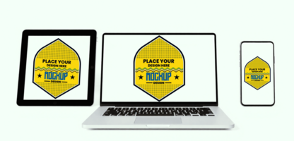 Tablet and smartphone mock up with digital screen for tech branding and design purposes psd