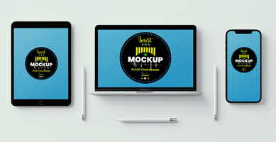 Editable mock up of tablet and smartphone for tech, digital media and modern communication psd