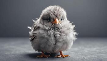 Fluffy Grey Chick Portrait photo