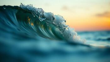 Dramatic Ocean Wave At Sunset photo
