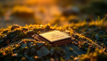 Cpu Chip On Rocks Golden Light Sunset photo