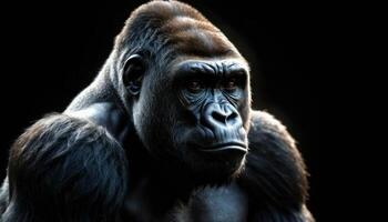 Powerful Gorilla Portrait Against a Black Background photo
