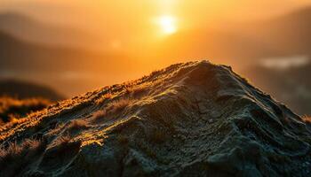 Sunrise on Dew-Kissed Mountain Peak photo