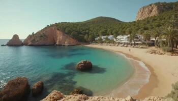 Secluded Cove with Turquoise Water and Sandy Beach photo