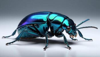 Iridescent Blue Beetle Closeup Photography photo