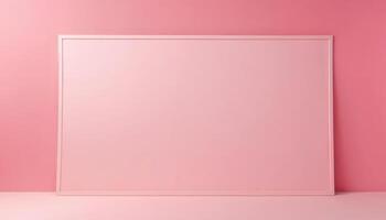 Framed Blank Canvas Against Soft Pink Background in Minimalist Display photo