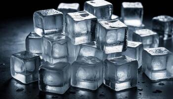 Translucent Ice Cubes on Dark Surface photo