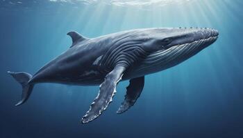 Pixel Art Humpback Whale Underwater photo
