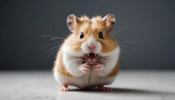 Closeup of a Surprised Brown and White Hamster photo