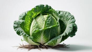 Fresh Green Cabbage on White Background photo