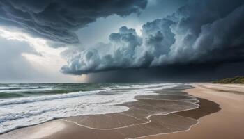 Dark Storm Clouds Over Beach photo