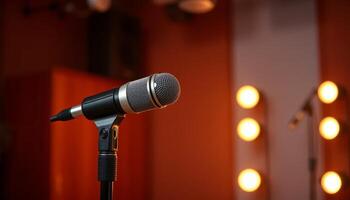 Microphone On Stage In Recording Studio photo