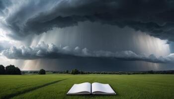Open Book Amidst A Powerful Stormy Sky photo