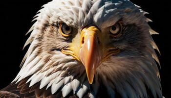 Intense Bald Eagle Portrait Against Black Background photo