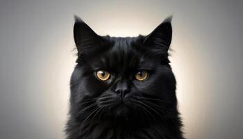 Intense Gaze of a Black Cat Close Up Portrait photo