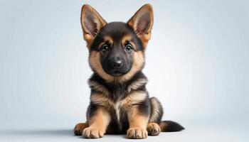 Puppy Portrait Against Light Gray Background and other attributes are in the keywords array. Keywords array contains all attributes about the image. Keywords are all strings. It contains attributes photo