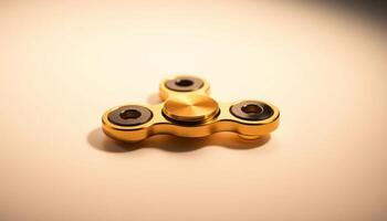 Golden Fidget Spinner On White Background photo