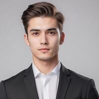 A young man in a suit and tie photo