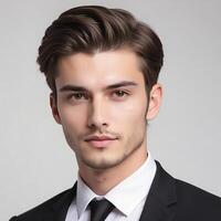 A man in a suit and tie looking at the camera photo
