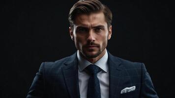A man in a suit and tie looking at the camera photo