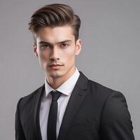 A man in a suit and tie posing for the camera photo