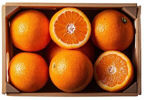Fresh tangerines in wooden basket, showcasing vibrant orange color and juicy texture. Perfect for healthy snacking or adding to recipes photo