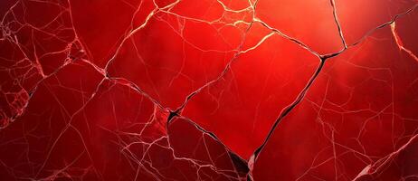 Red stone texture with cracks, resembling vibrant marble background, evokes sense of depth and intrigue. intricate patterns and rich color create striking visual impact photo