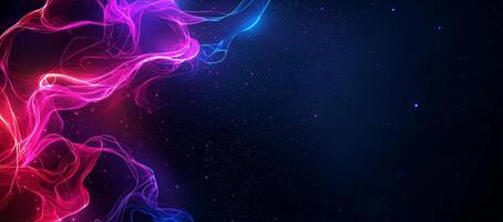 Colorful abstract waves with stars in dark space background evoke sense of wonder and creativity. Perfect for digital art and design projects photo