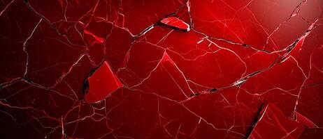 Red cracked marble texture background close up, showcasing intricate patterns and deep colors. vibrant red and dark lines create striking visual effect, perfect for various design projects photo
