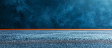 textured blue concrete wall with asphalt floor creates modern backdrop, ideal for various design projects. vibrant colors evoke sense of creativity and inspiration photo