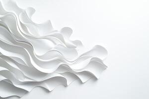 Elegant white paper waves create soft, flowing texture against light background, evoking sense of calm and creativity photo