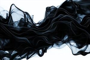 Abstract black flowing waves create sense of movement and elegance on white background, evoking feelings of fluidity and grace photo