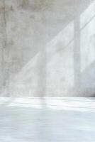 A clean, high-end concrete backdrop hosts gentle frosted glass reflections that create a diffused lighting effect, enhancing the minimalist aesthetic. Perfect for art or design presentations photo