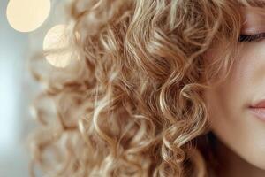 Hydrating defined natural curls with a nourishing mist while surrounded by a warm, blurred background creates a radiant beauty aesthetic full of life photo