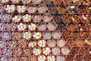 Colorful display of assorted nuts and candies in containers photo