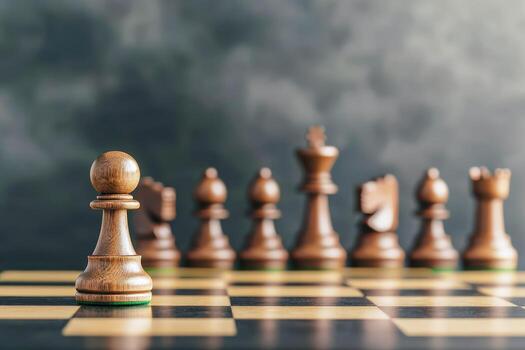 un de cerca de un ajedrez empeñar con otro piezas en el antecedentes en un a cuadros tablero. foto