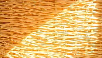 Woven fiber texture of cotton and flax, soft beige tones, captured at a dynamic angle photo