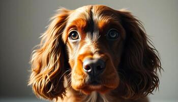 Alert Cocker Spaniel with soft curls and deep eyes in diffused natural lighting photo