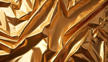 Gleaming foil surface with random crinkle effects, offering a textured and reflective finish photo