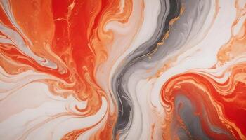Artistic swirls of orange, red, and gray creating a dynamic abstract background photo