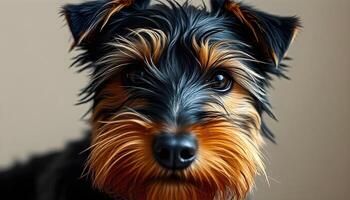 Welsh Terrier with dark eyes and wiry coat in soft natural light photo
