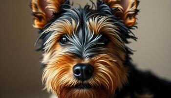 Welsh Terrier with black and tan coat and attentive demeanor captured in soft light photo