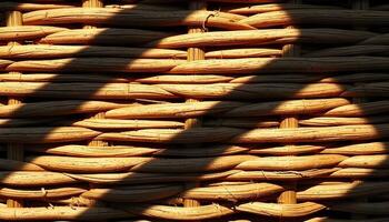 Detailed wicker strands with shadows adding depth to interwoven patterns photo