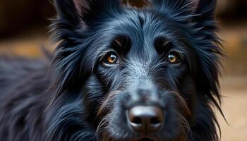 Intimate portrait of Strobel dog with sharp features and attentive expression photo