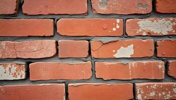Rough red brick texture with weathered surface and detailed mortar lines photo