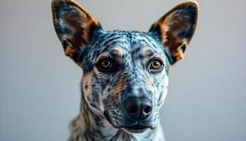 Focused Australian Cattle Dog with Soft Lighting and Blurred Background photo